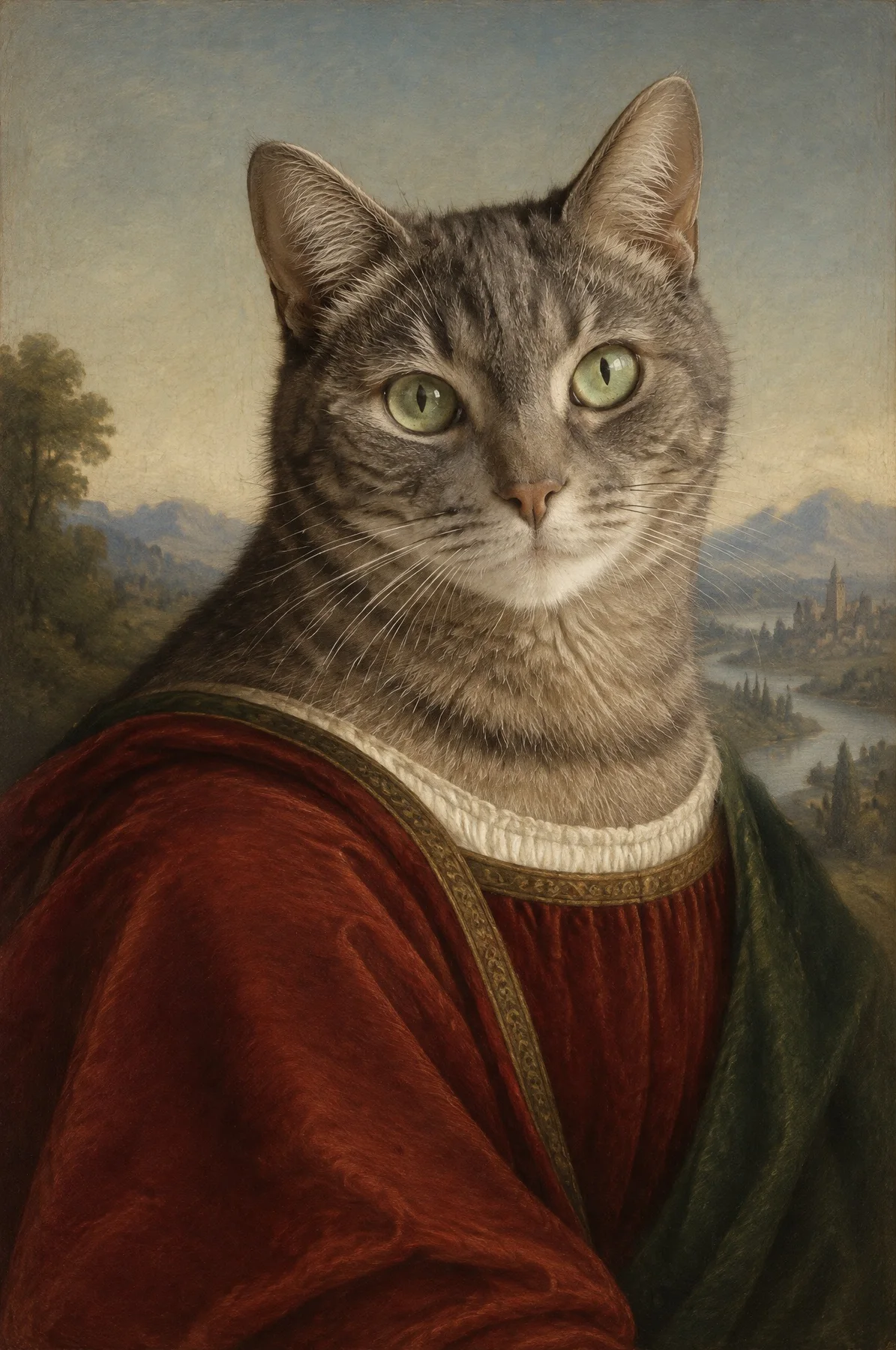 Renaissance portrait of a cat