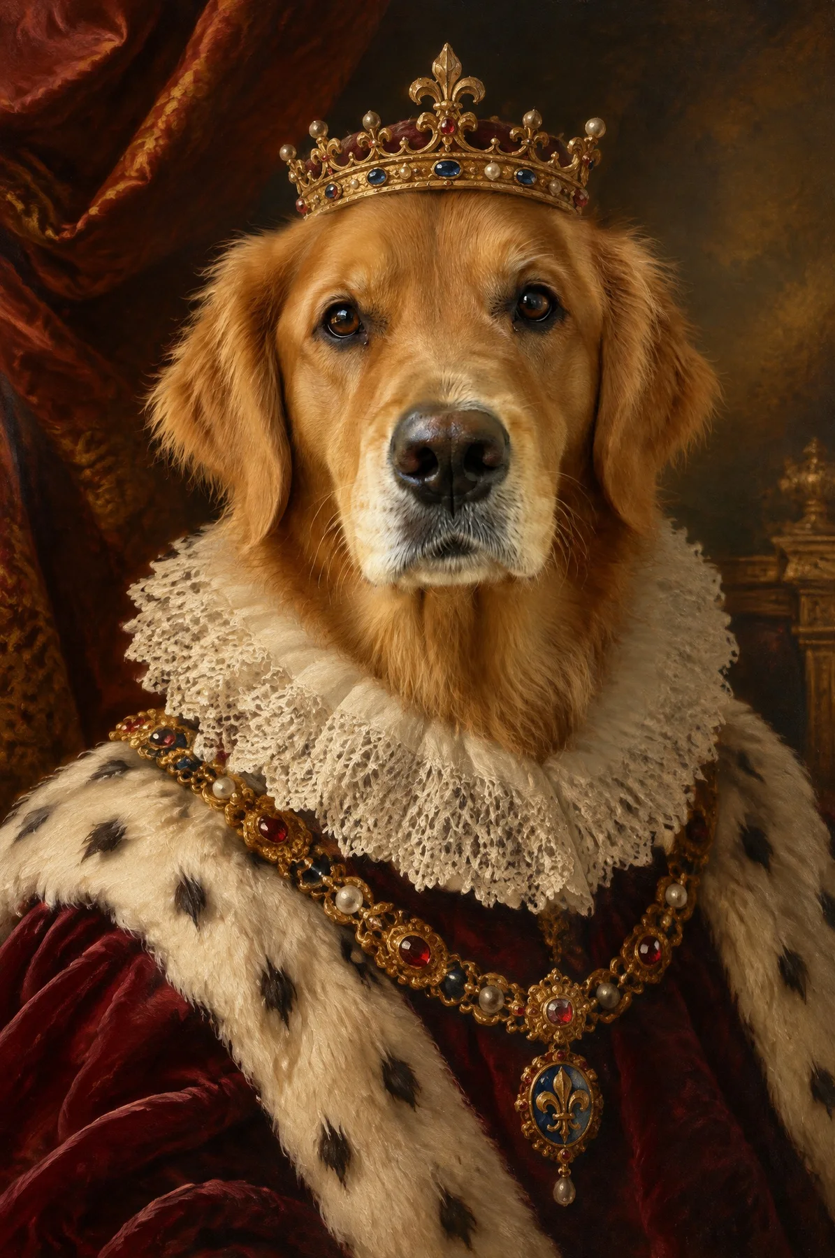 Royal Oil portrait of a dog