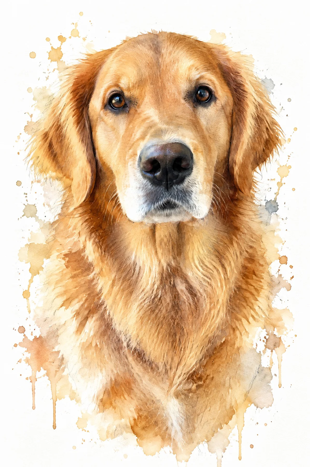 Watercolor portrait of a dog